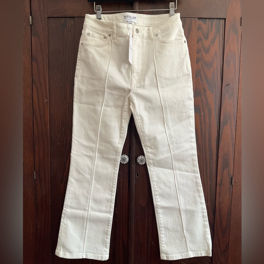 10 Crosby Derek Lam Perse Pin Tuck Pleat Cropped Denim Pants - Picture 5 of 7